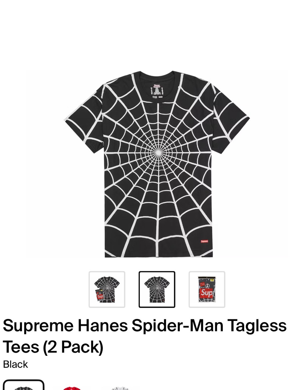 Supreme Hanes Spider man tagless XL 2 pack